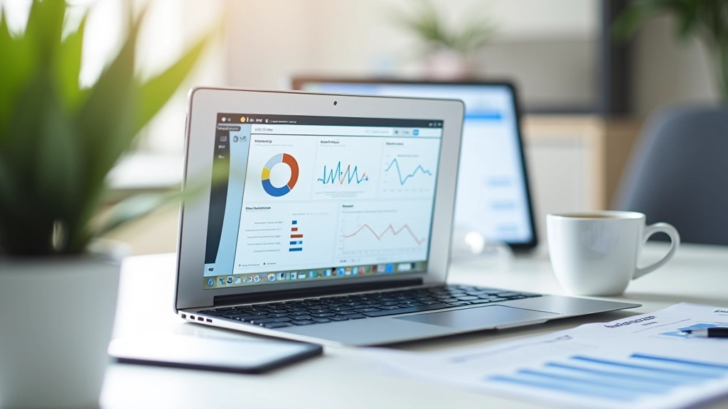 Schermo con analytics e metriche SEO, grafici di traffico visibile