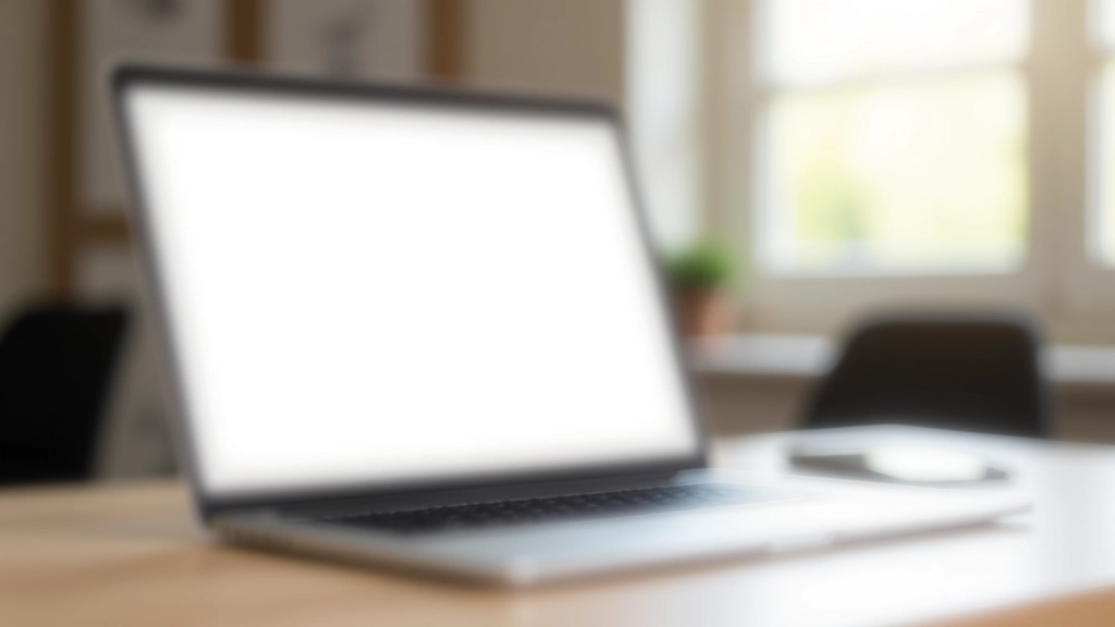 Laptop su scrivania mostrando responsive design preview di sito web su diversi breakpoint, tre schermi simulati affiancati